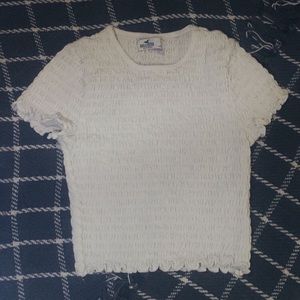 Hollister White Ruffled Crop Top